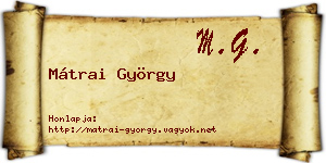 Mátrai György névjegykártya
